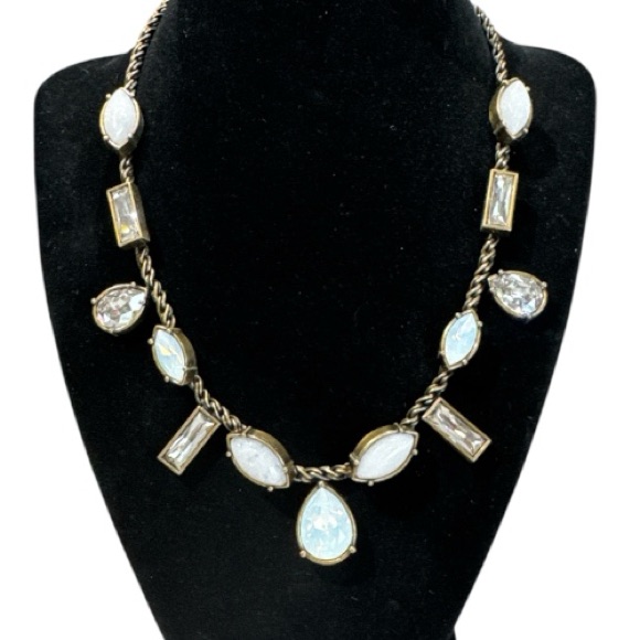 Silpada Kr Swarovski Crystal & Genuine Moonstone Antiqued Brass Necklace